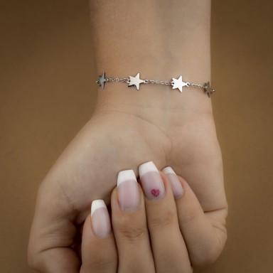 Bracciale con stelle incatenate in acciaio inox