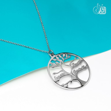 Customizable tree of life necklace in stainless steel