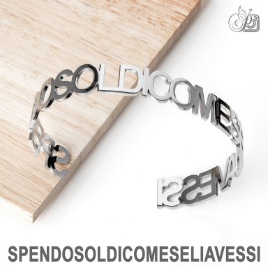 Bracciale "Aspetto con ansia che l'ansia mi passi" in acciaio inox