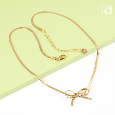 Choker tiny "miny bow" in acciaio inox gold