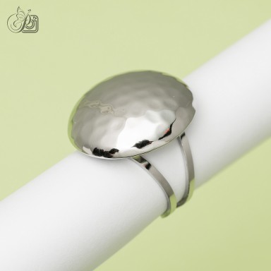 ROUND martellato ring in stainless steel