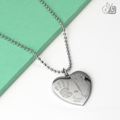 Necklace with child's imprint in stainless steel